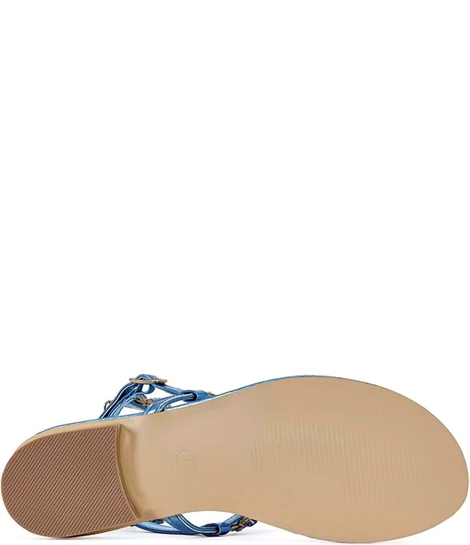 Azalea Wang - Women's Marinella Jewel Embellished Ankle Wrap Thong Sandals