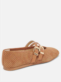 Dolce Vita Women's Baylee Flats in pecan perforated suede - women's flats - alternate view