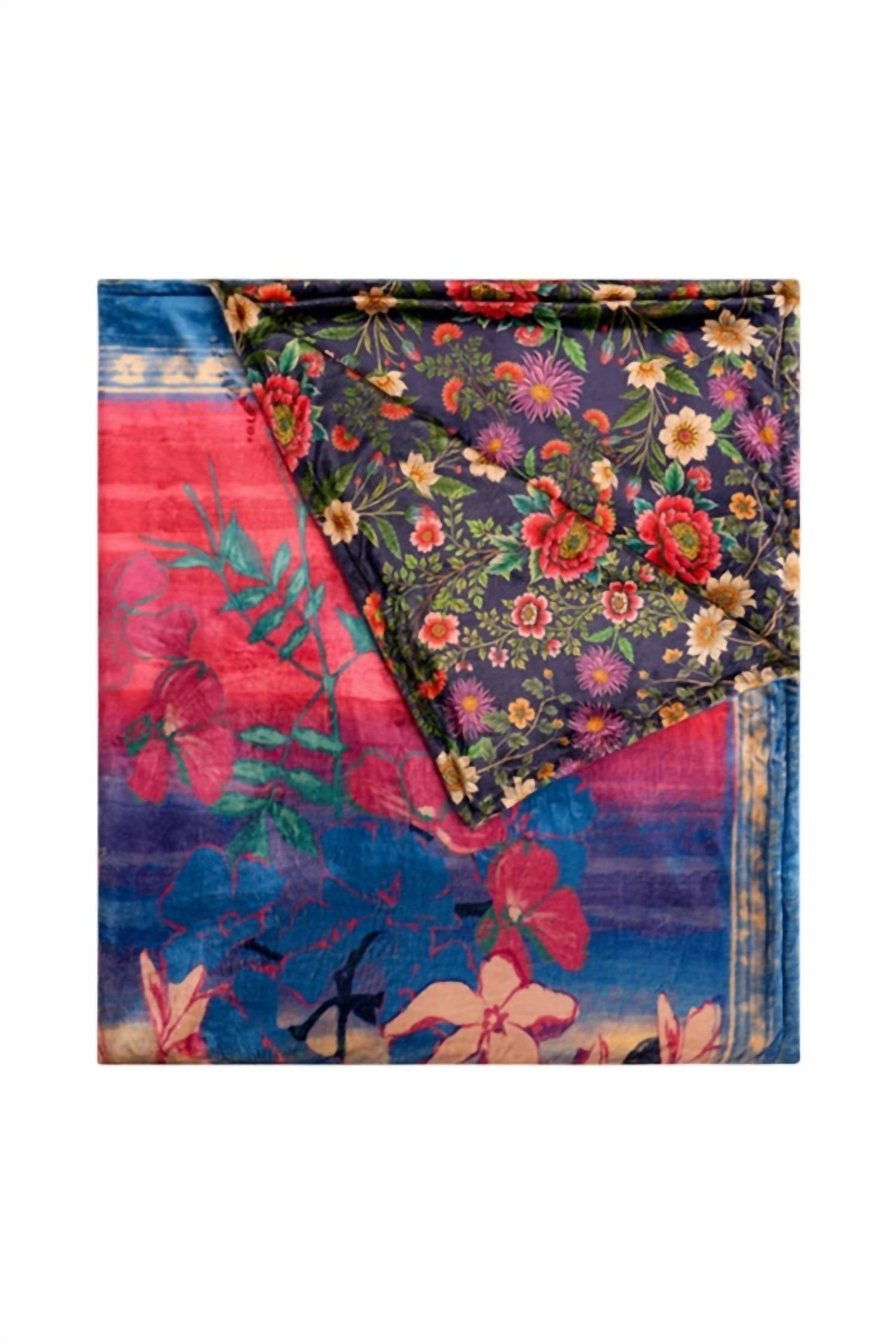 Johnny Was Lavandula Laurel Canyon Cozy Blanket in blue multi - item
