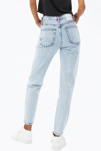 HAND-PAINTED HIGH-RISE TAPERED JEANS