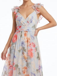 Ina Fashion - Ruffled Floral Chiffon Dress