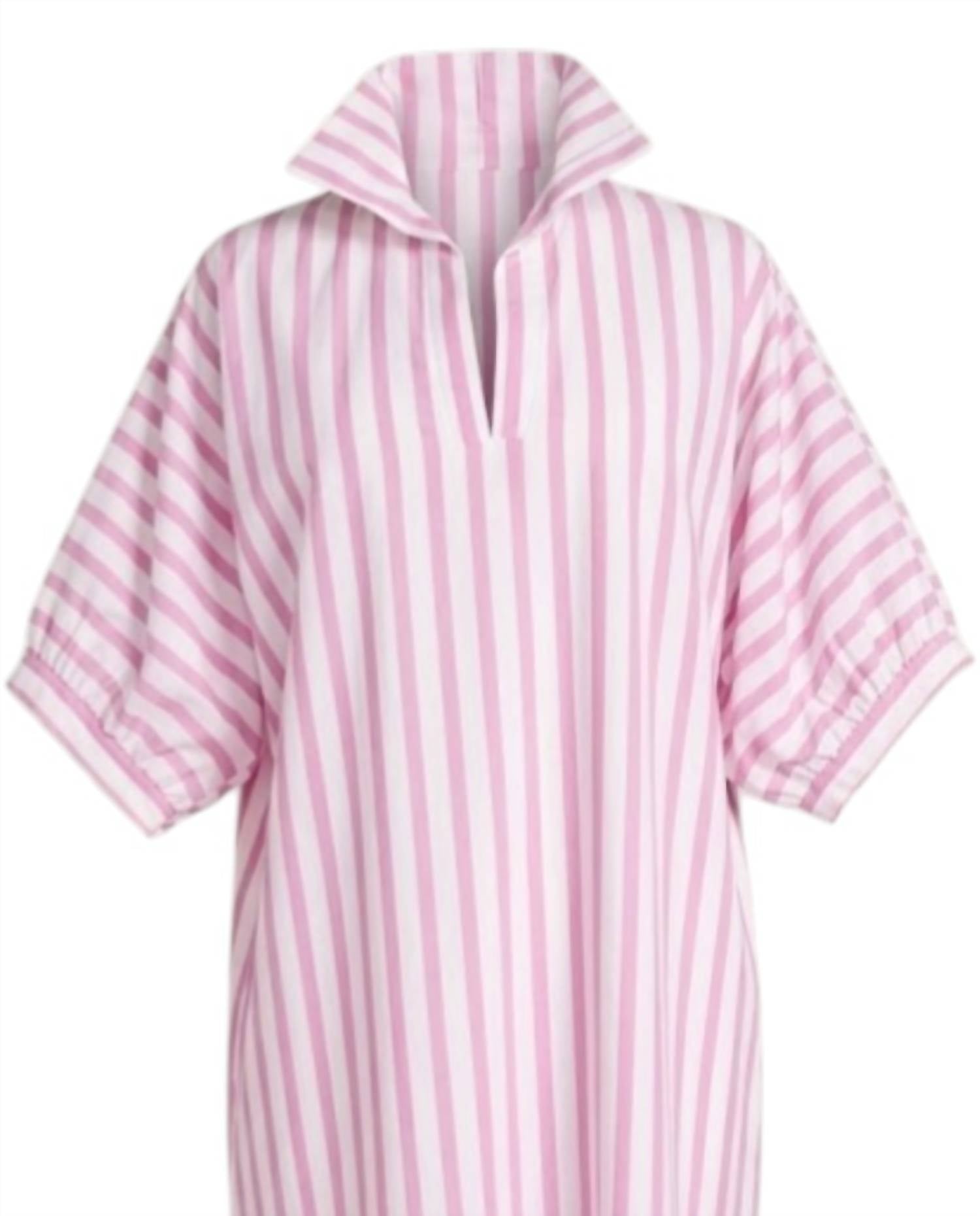 ADRIENNE Women's Blakely Ten Stripe Dress in pink - women's dress - detail view