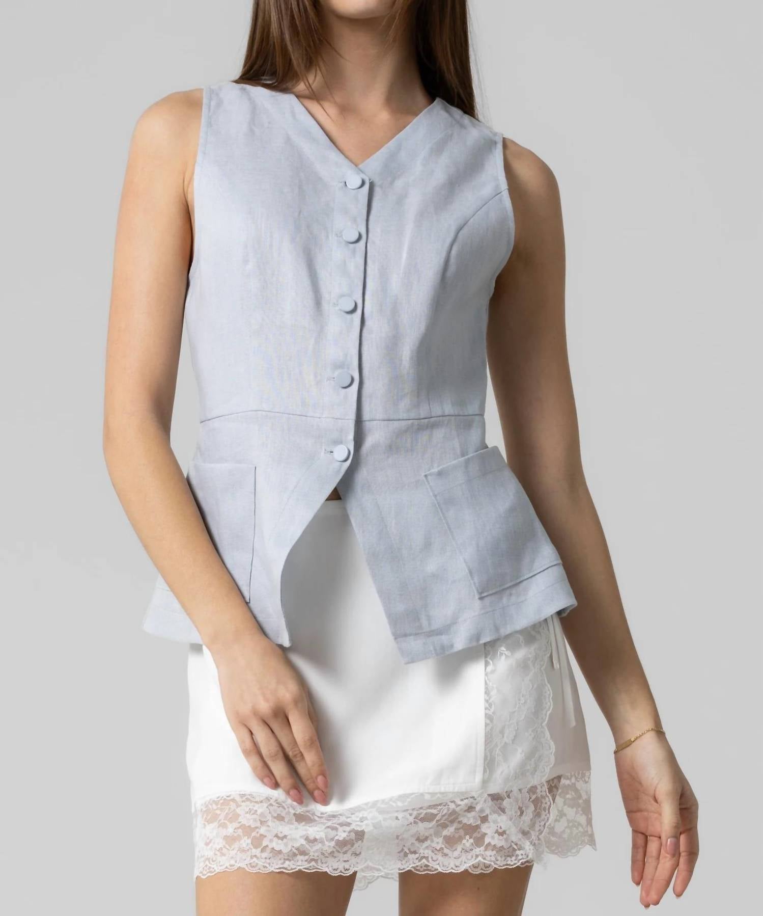 Beige Botany - Botany Button Front Vest