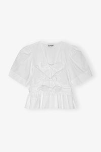 Ganni - Cotton Tie Strap Blouse