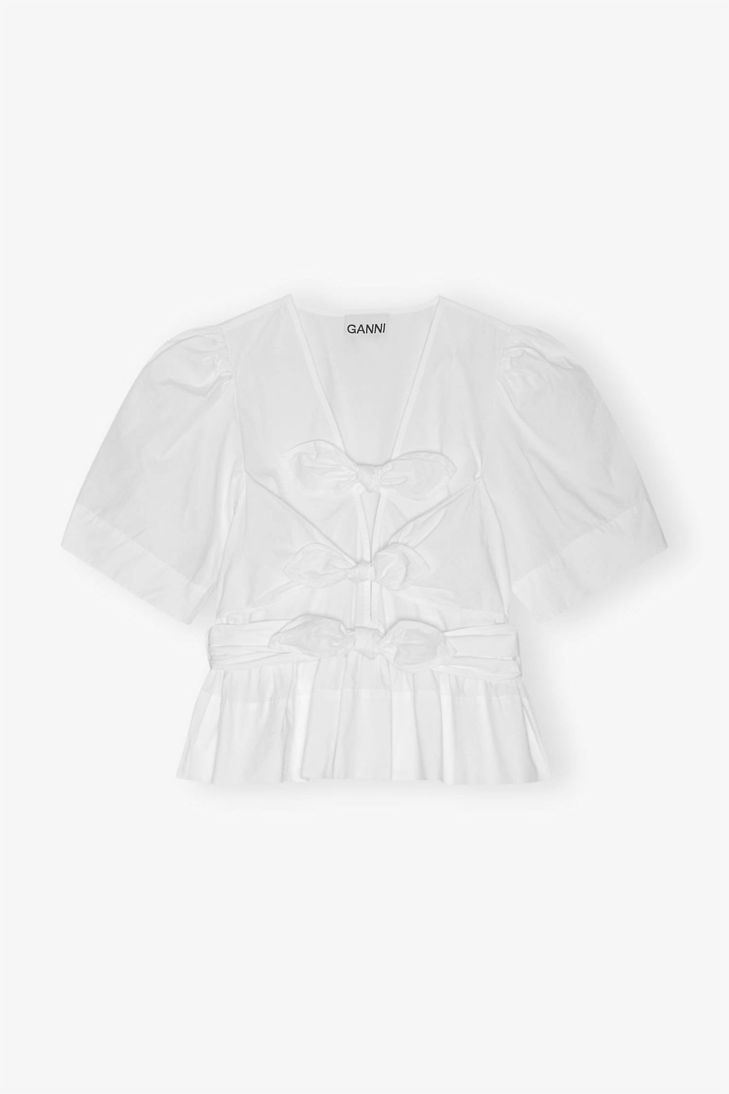 Ganni - Cotton Tie Strap Blouse