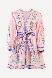 BANJANAN Anne Dress in pink multi - women's dress - alternate view