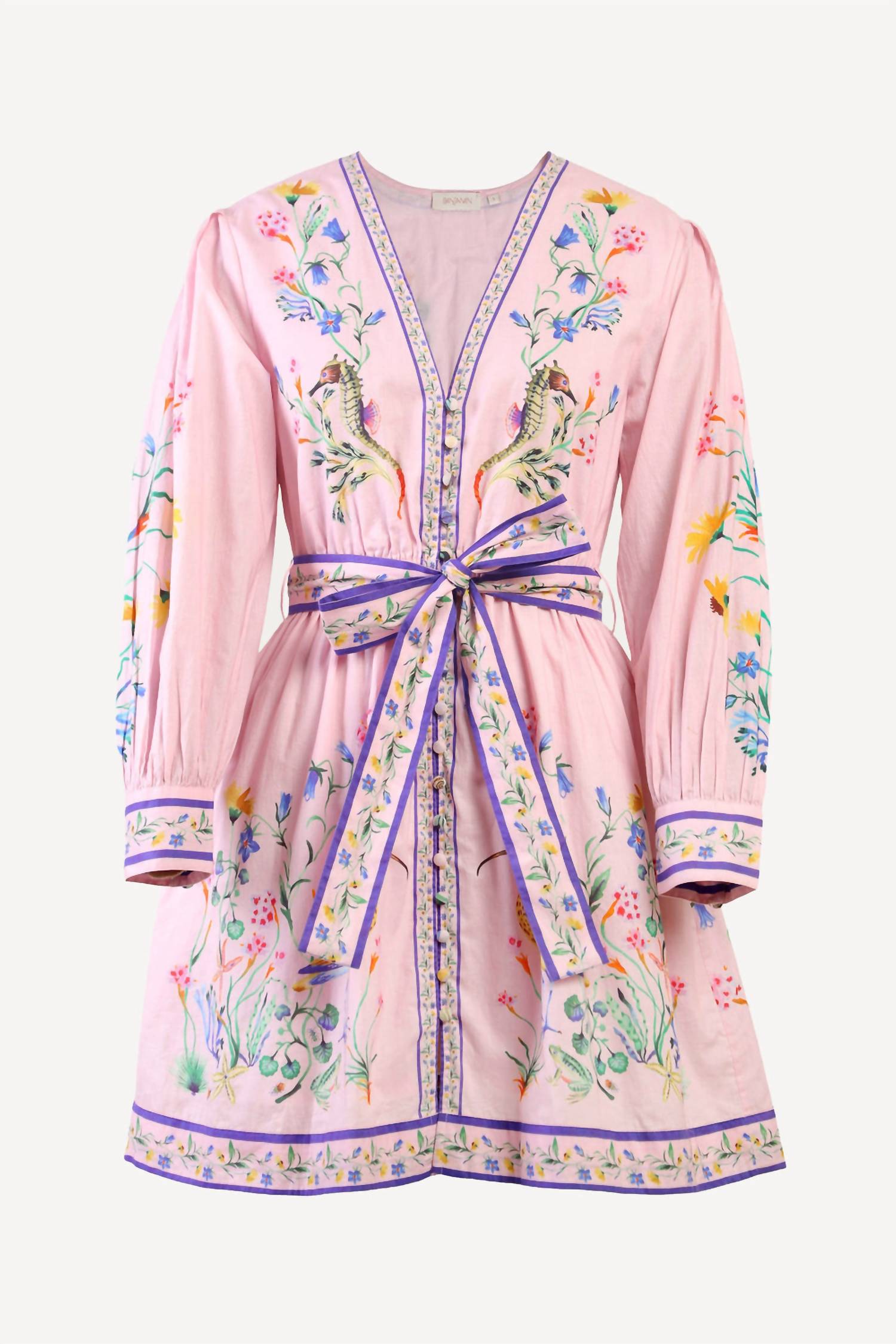 BANJANAN Anne Dress in pink multi - women's dress - alternate view