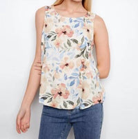 Charlie B - Printed Sleeveless Linen Blend Blouse
