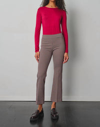 Avenue Montaigne Leo Flare Cut Pants in houndstooth plaid - women's pants