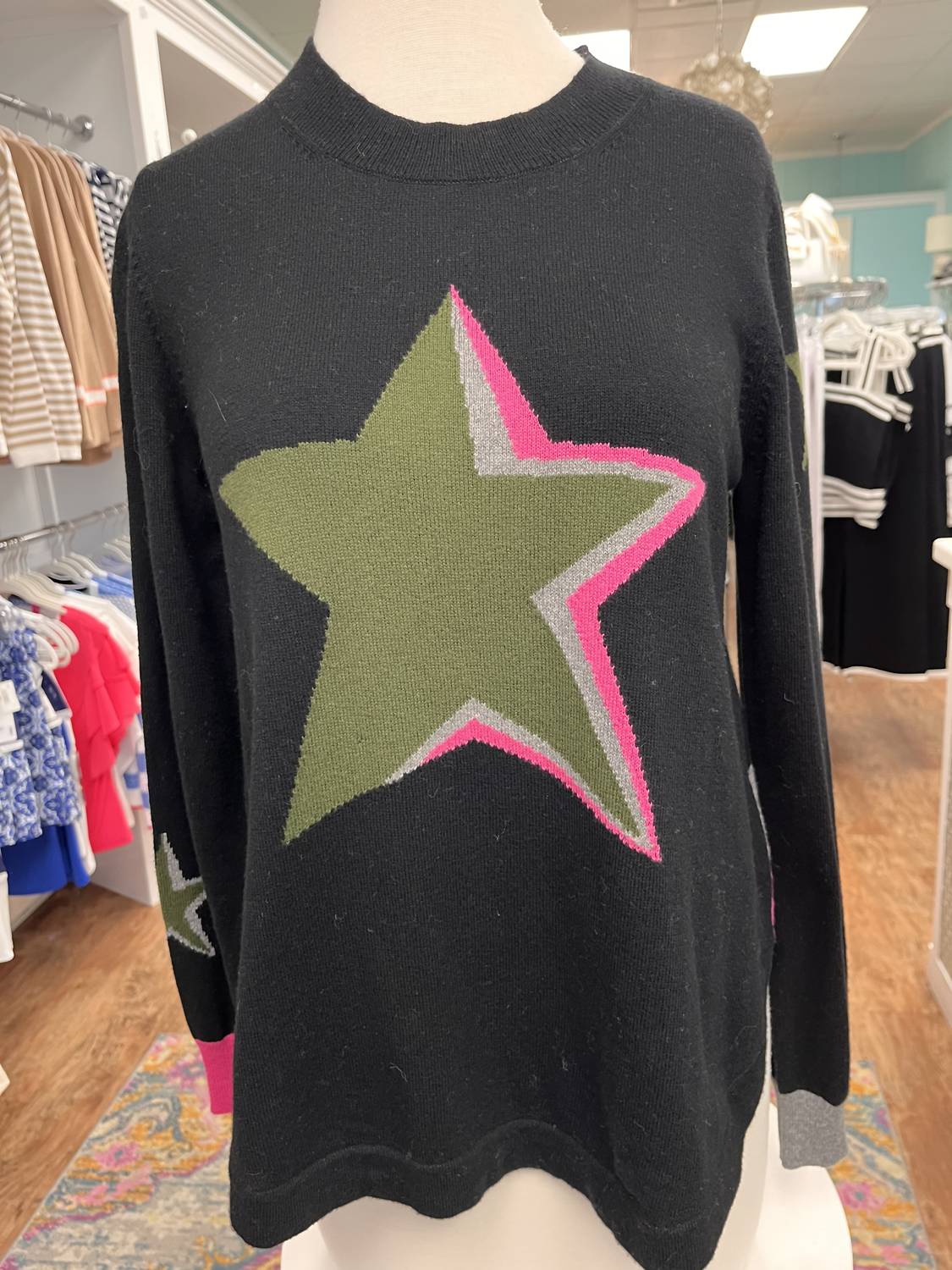 ZAKET & PLOVER Women's Stars Stripes Sweater in black - women's sweater