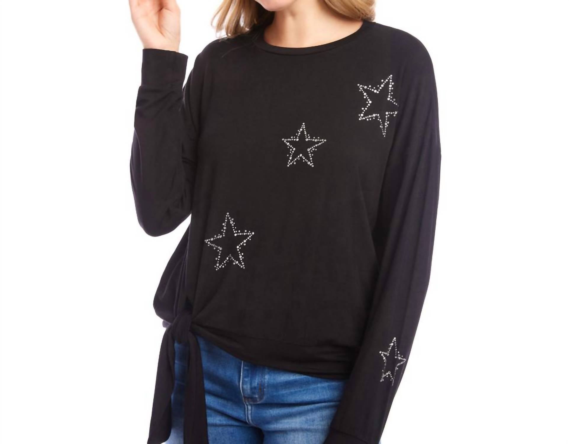 Karen Kane - Long Sleeve Embellished Star Tie-Top