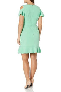 London Times - Cold Shoulder Flounce Dress