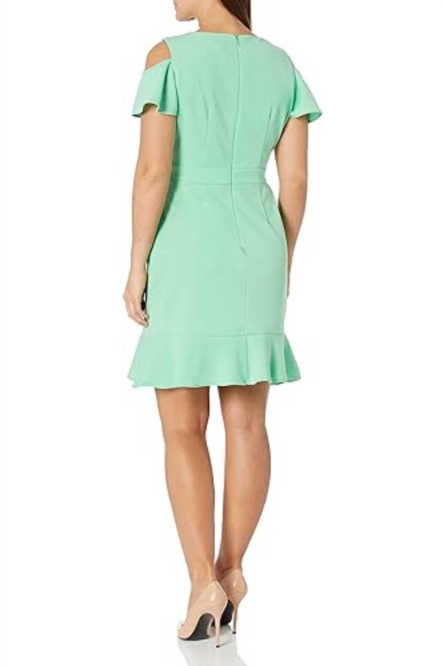 London Times - Cold Shoulder Flounce Dress
