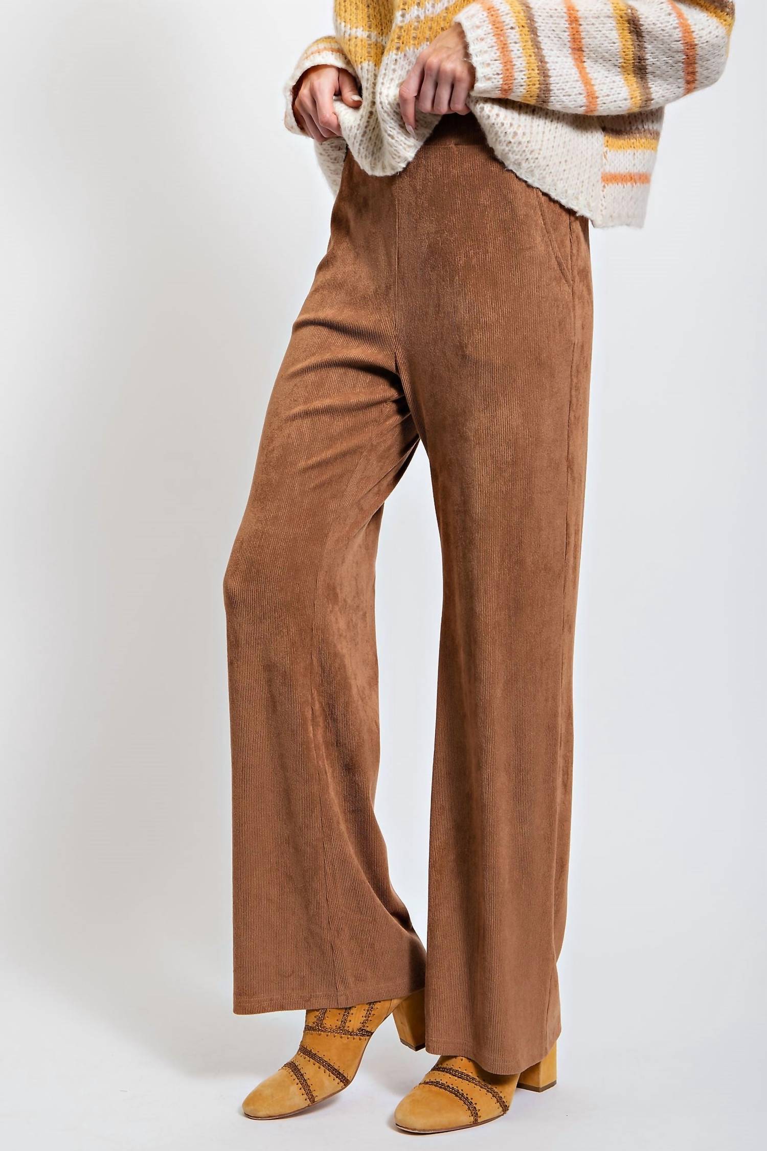 Easel - High Rise Flared Corduroy Pants