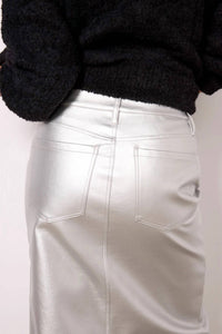 Sanctuary Leather Like Midi Skirt in silver - women's skirt - view 5