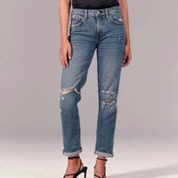 Abercrombie & Fitch - Ripped Mid Rise Boyfriend Jeans