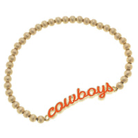 CANVAS Style Women's Oklahoma State Cowboys Script Game Day Ball Bead Stretch Bracelet in satin gold - women's jewelry