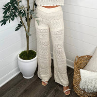 Miou Muse - You Got It High-rise Cotton Crochet Pants
