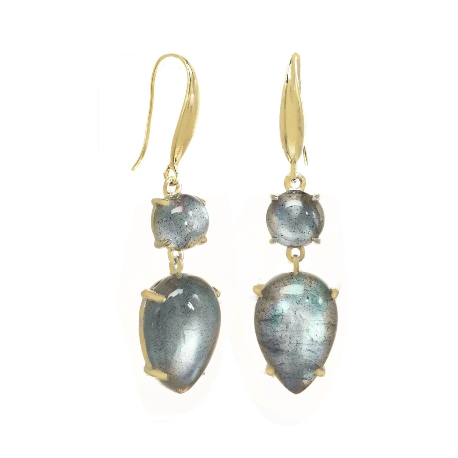 Rachel Reinhardt - Women's Labradorite Bezel Drop Earrings