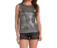 Elan - Metallic Crewneck Sleeveless Sweater