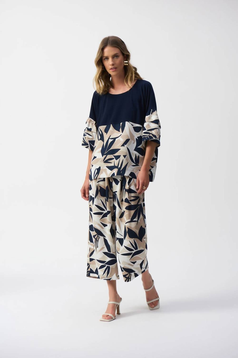 Joseph Ribkoff - Tropical Print 3/4 Sleeves Boxy Top