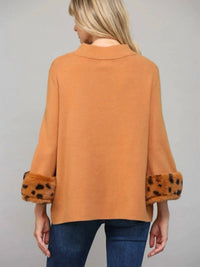 Fate - Mock Neck Faux Fur Cuffs Sweater
