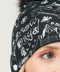 krimson klover Illustrated Beanie in graffiti black - women's hat - alternate view