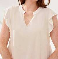 TRIBAL Ruffle Sleeve Top in eggshell - women's tank top - alternate view