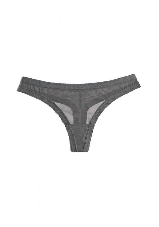 Blush Lingerie - Women's Mesh Lace Trim Thong Panty