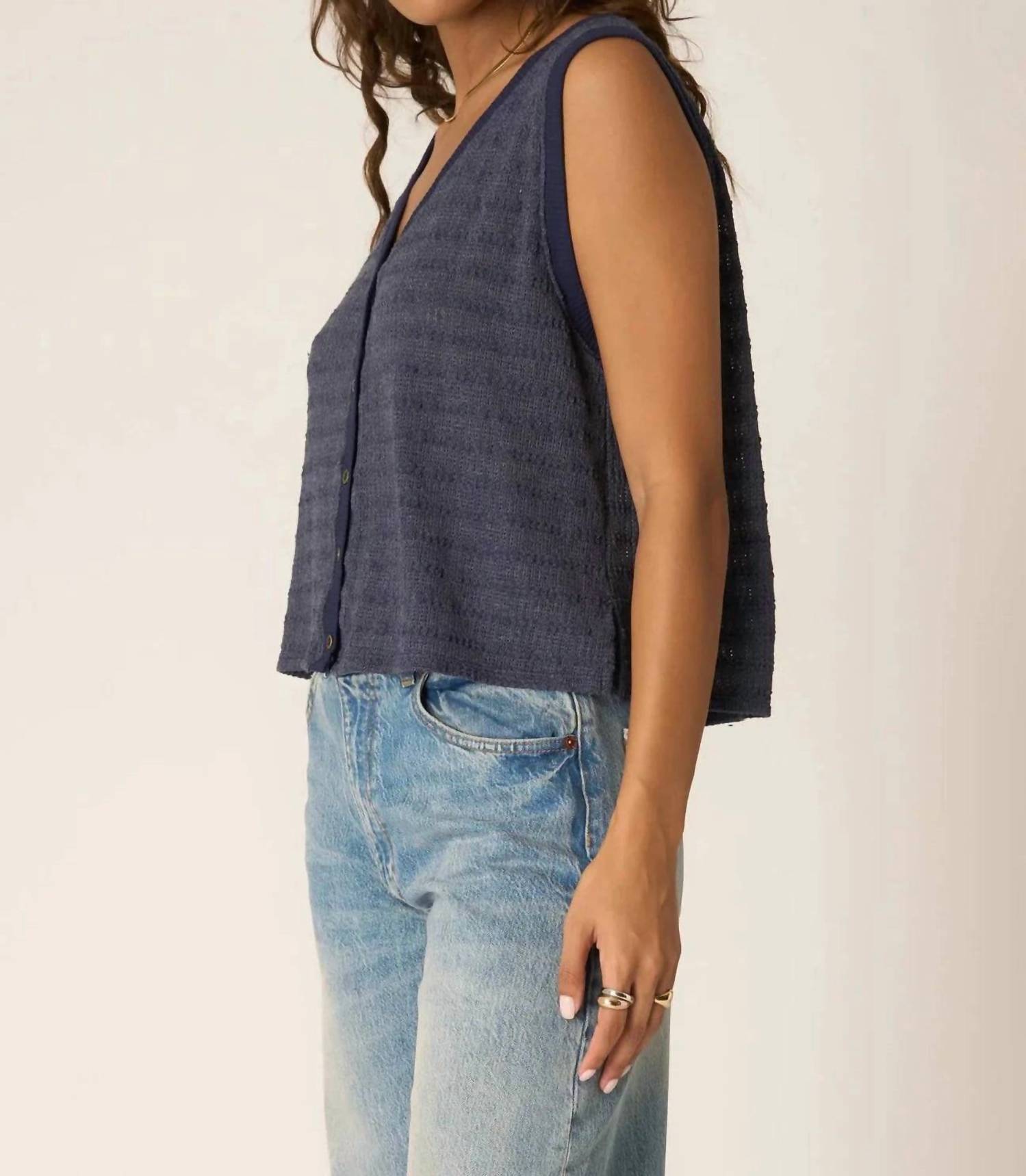 Project Social T - Viva Button Front Sweater Tank Top