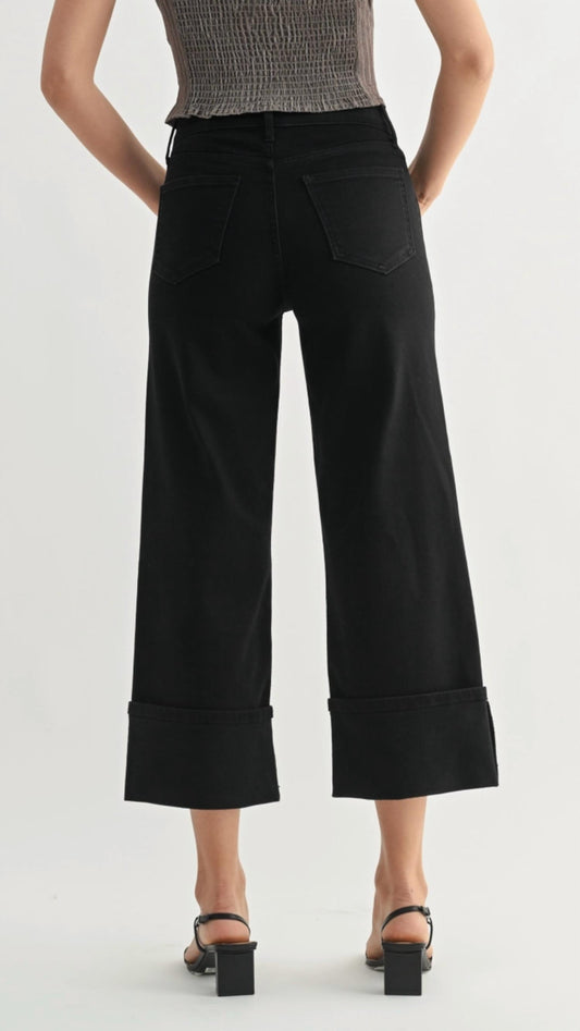 Jbd. - Mid Rise Petite Cuffed Slim Wide Jeans