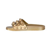 CARMEN SOL Women's Carmensita Slides in gold - women's sandal