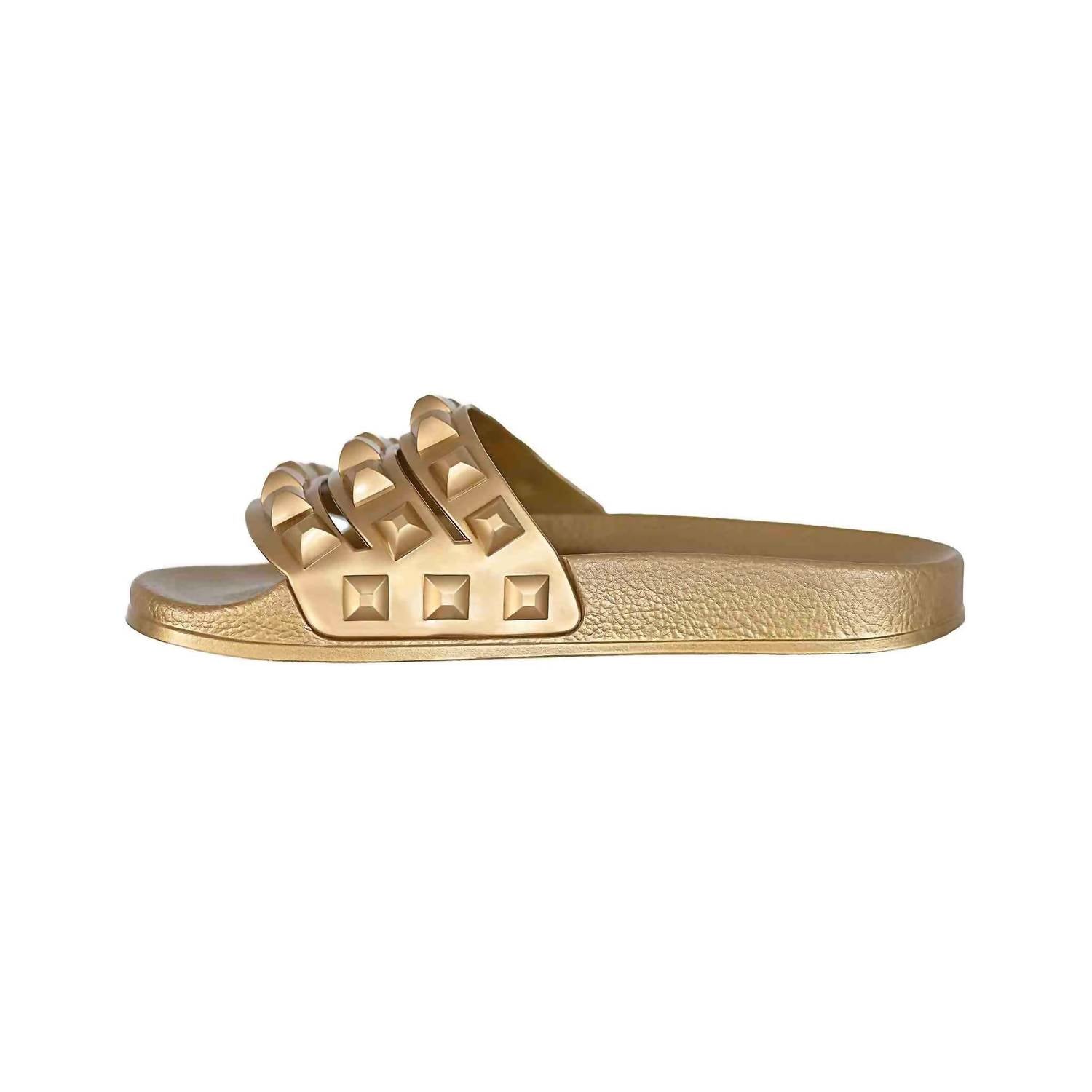 CARMEN SOL Women's Carmensita Slides in gold - women's sandal