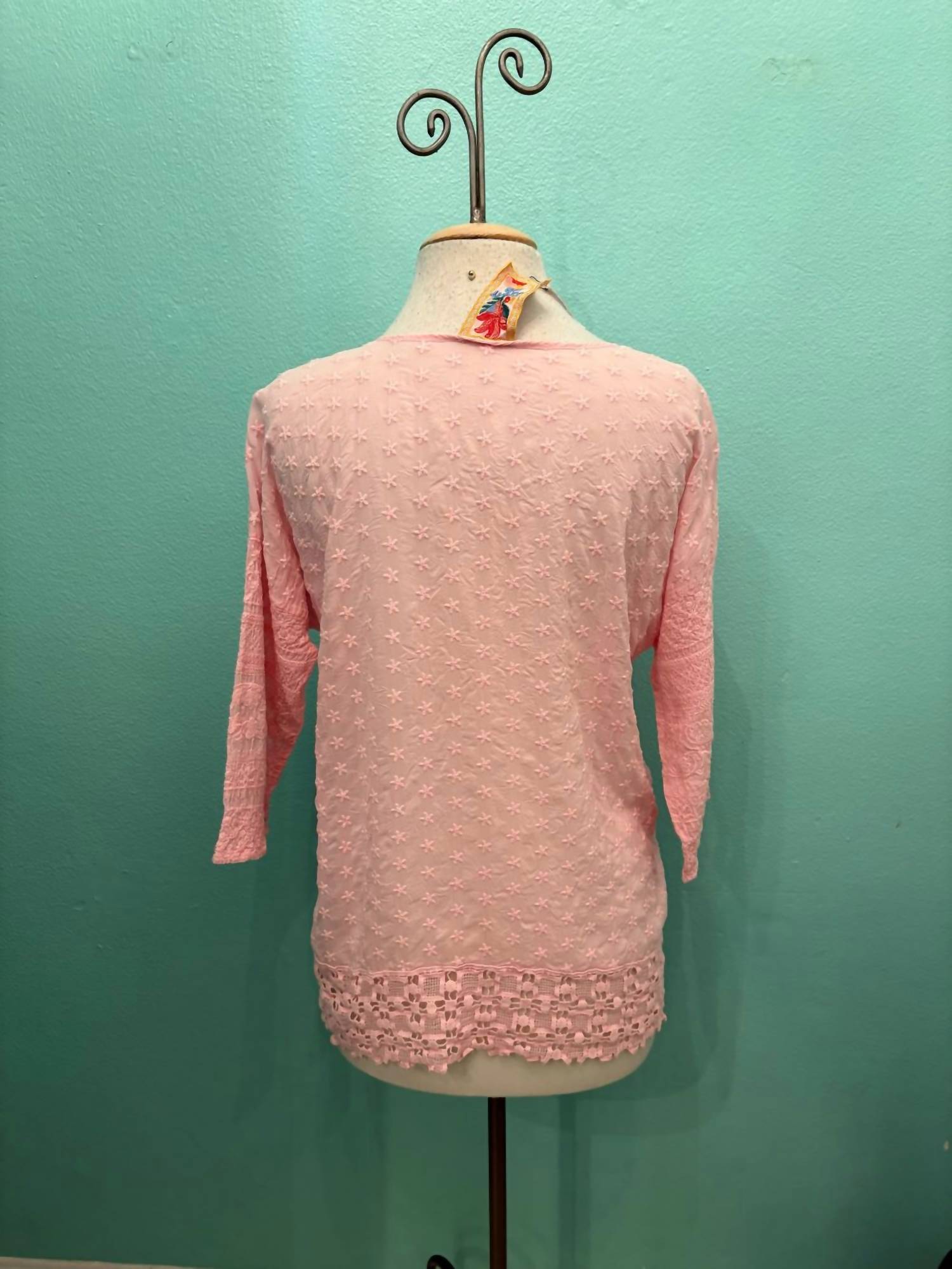 Johnny Was Women's Zora Stitchwork Blouse in romance rose - women's blouse - alternate view