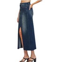 Mica Denim - Rafferty With Front Slit Midi Skirt - Plus