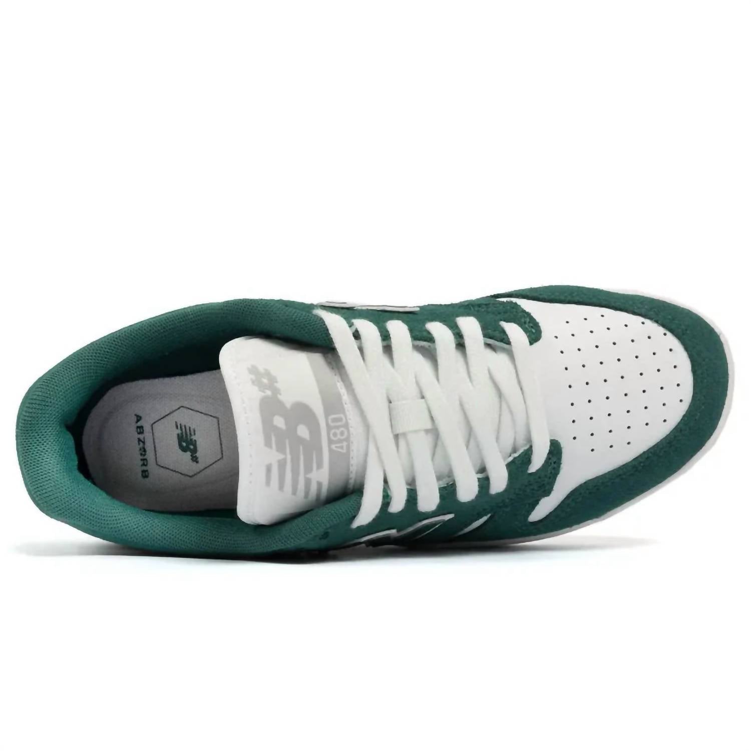 New Balance Men's Numeric 480 Skate Shoes in vintage teal with white - men's sneaker - detail view