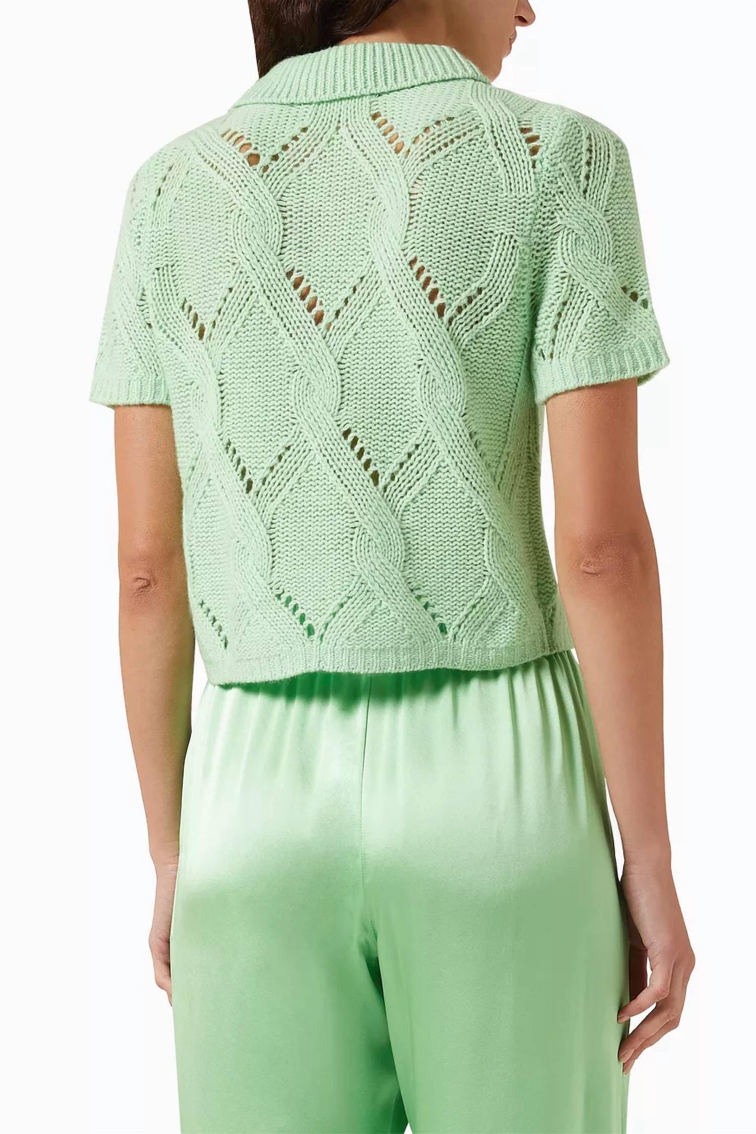 Sablyn - Cadence Shrunken Cable Cashmere Polo Top