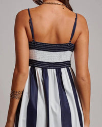 Urban Daizy - Vertical Stripe Smocked Back Maxi Dress