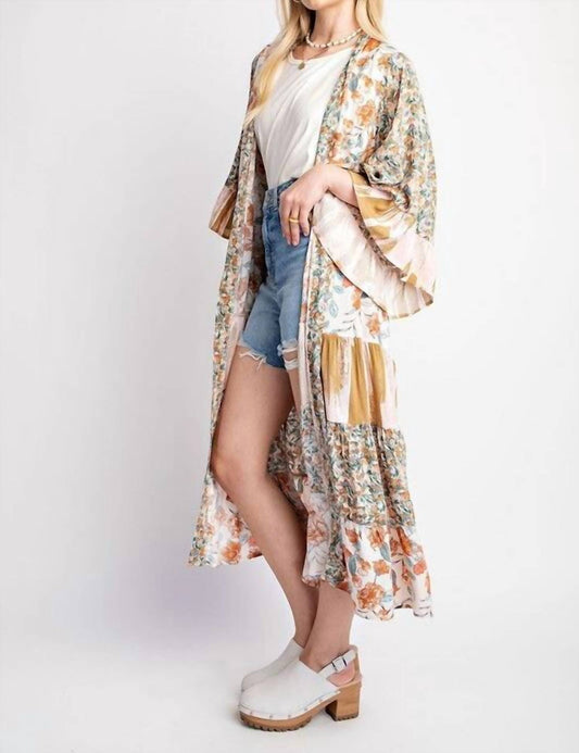 Gigio - Dawn Floral and Stripe Print Kimono