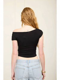 The Workshop - Asymmetrical Wrap Neckline Knit Top