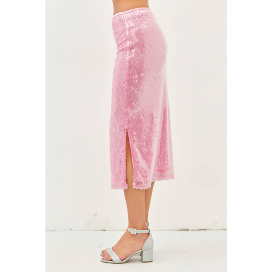 Idem Ditto - Mermaid Sequin Midi Skirt With Side Slit