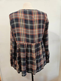 Apricot - Earthy Check Boho Blouse