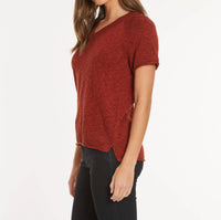 Mododoc - Short Sleeve Open V Neck Sweater
