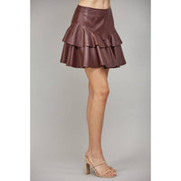 Fate - Flared Hem Faux Leather Skirt