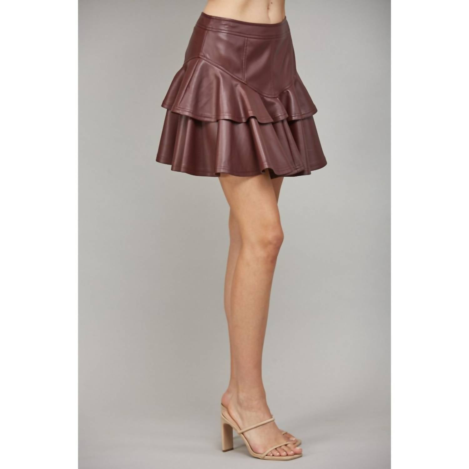 Fate - Flared Hem Faux Leather Skirt