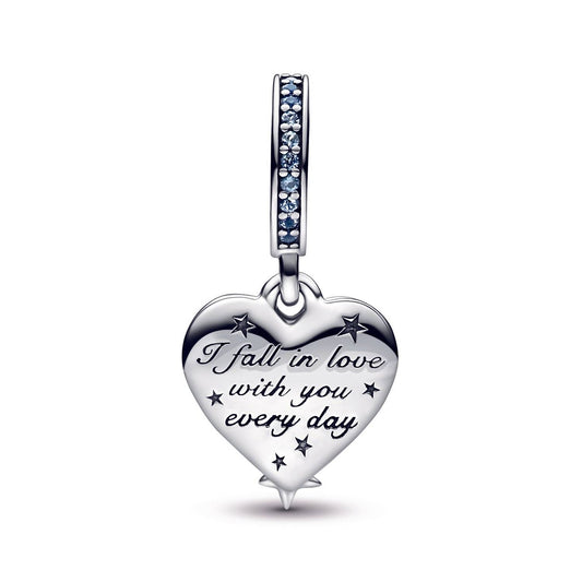 Pandora - Women's Celestial Shooting Stars Heart Double Dangle Charm