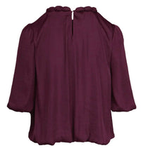 Naked Zebra - Round Neckline Accent Billowy Blouse