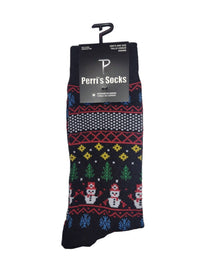 Perri’S Socks - Men's Novelty Christmas Snowman Crew Socks