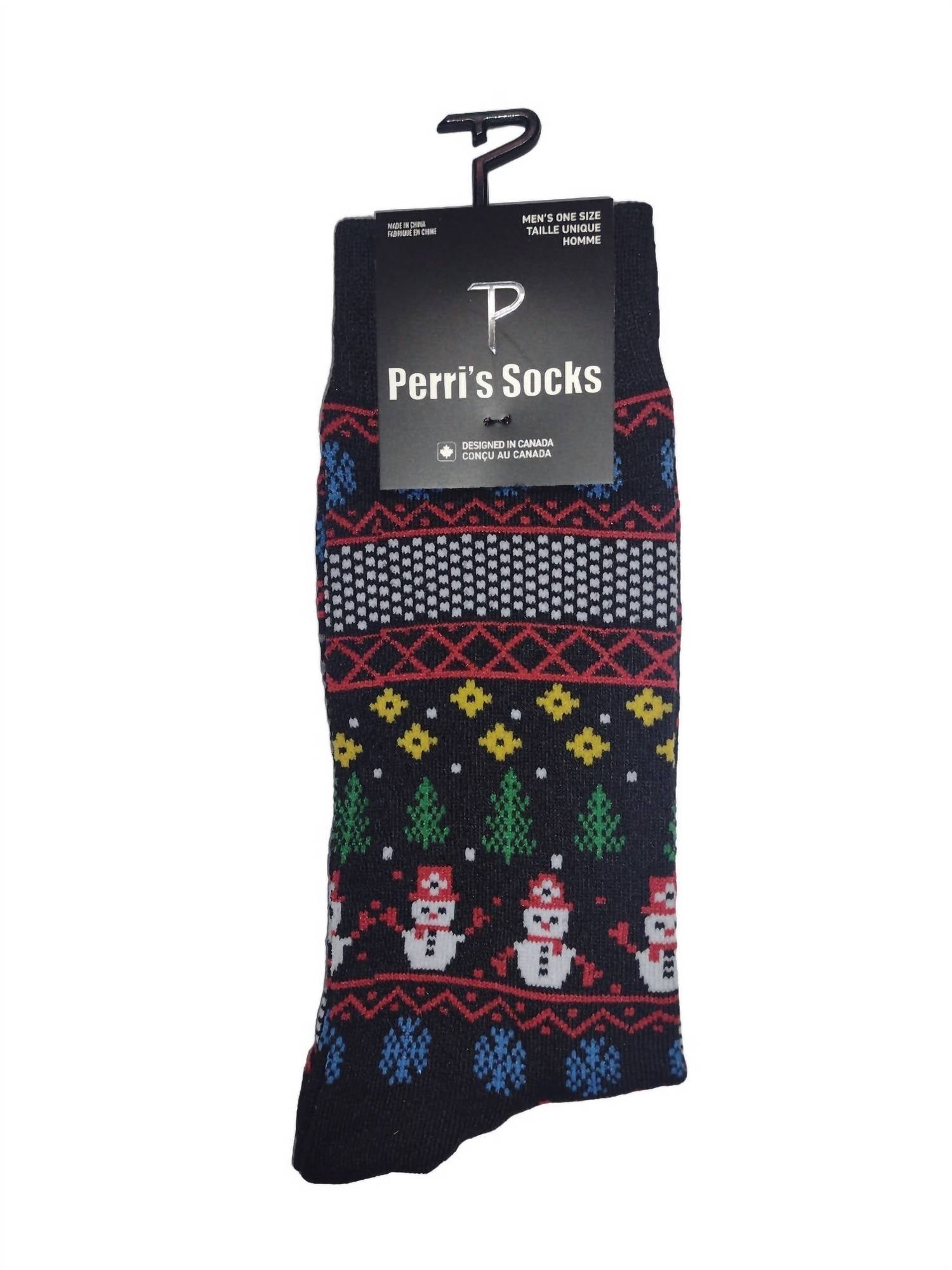 Perri’S Socks - Men's Novelty Christmas Snowman Crew Socks