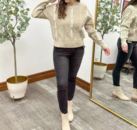 Tea N Rose - Braid Detail Cable Knit Sweater